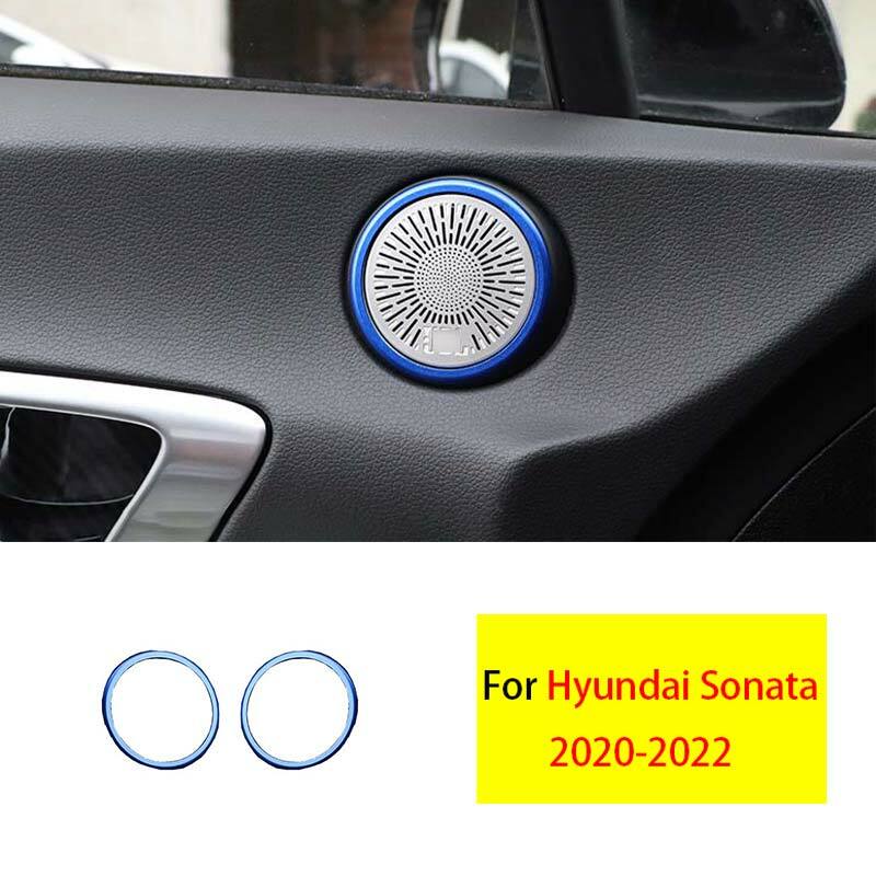 For Hyundai Sonata 2020-2022 Blue Aluminum Inner Door Speaker Ring Cover Trim 2X