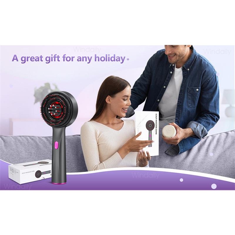 3 in 1 Red Light Therapy Head Massage Comb Hair Oil Applicator Waterproof Hair Growth Vibration Electric Scalp Massager Brush