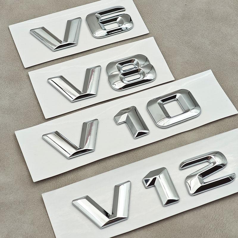 3D ABS Chrome Letters V6 V8 V10 V12 Car Fender Rear Trunk Badge Sticker For W205 W204 W213 W212 W221 Accessories
