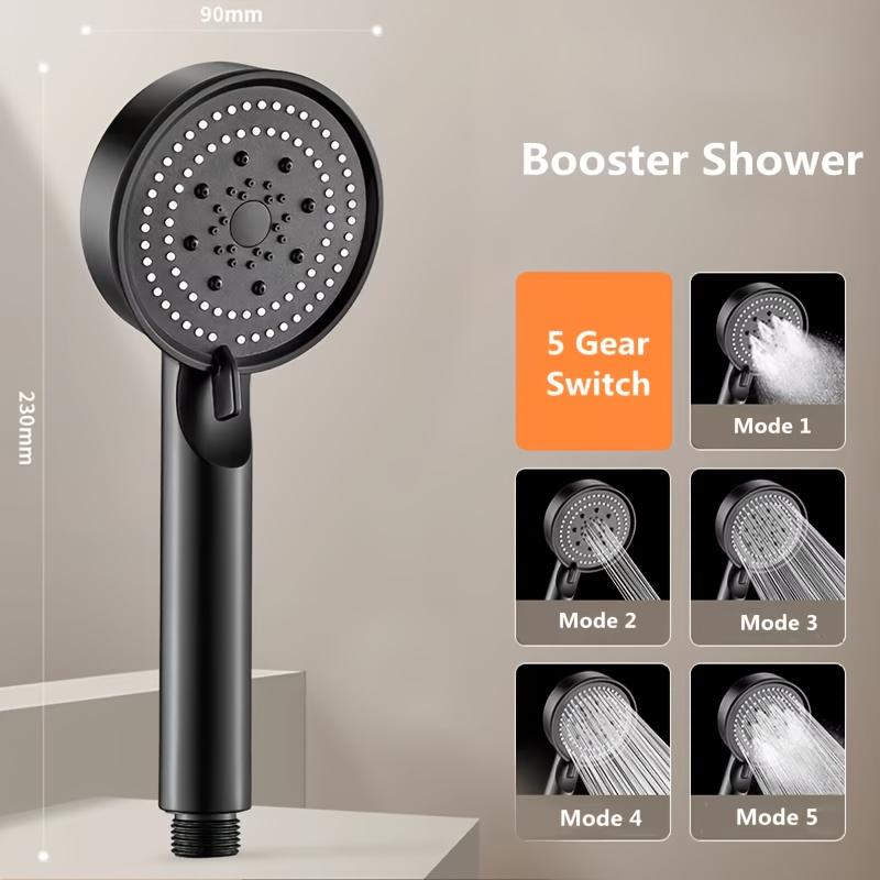 1pc Pressurized Handheld Shower Head, 5 Modes Adjustable Water Output Shower Head, Bathroom Shower Nozzle, Shower Sprinkler, Bathroom Hardware