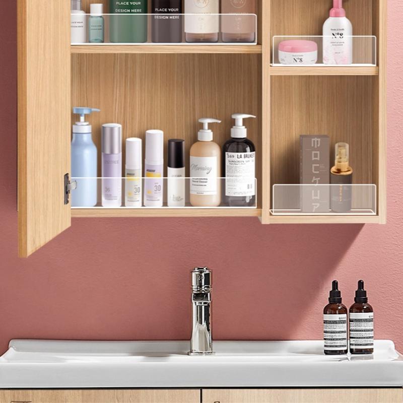 Acrylic L-Shaped Baffle for Bathroom Mirror Cabinet - Gap Partition To Prevent Falling, Storage Rack for Cosmetics & Toiletries