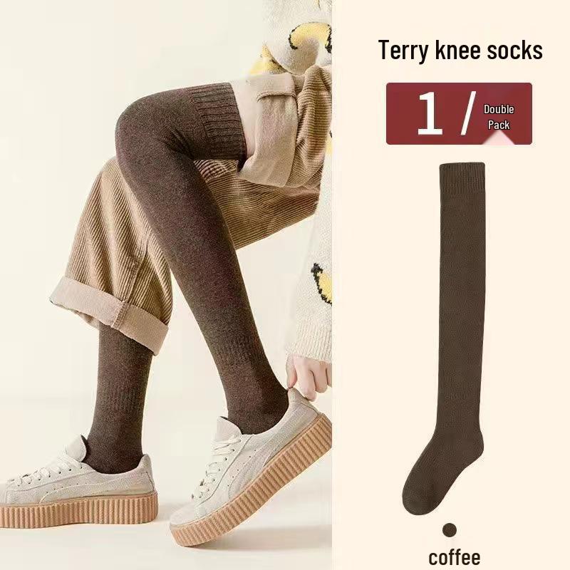 

Женские бархатные гольфы выше колена – Толстые, теплые и модные зимние гетры средней длины до колена One Size кофейный