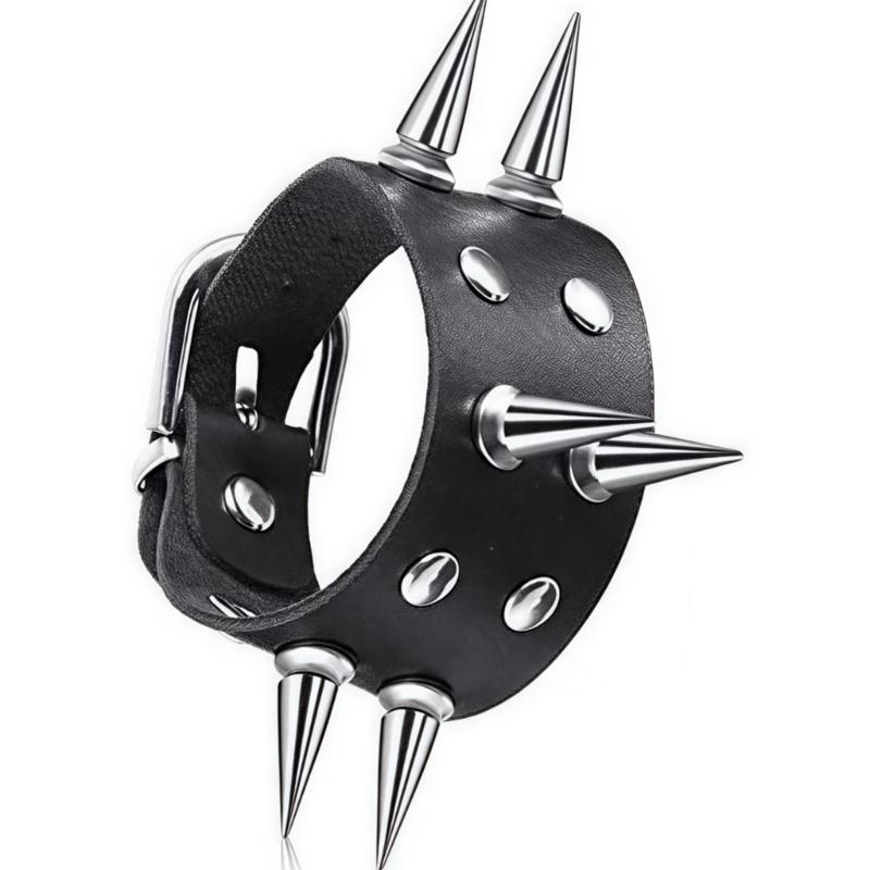 9Pcs Punk Rock Wide Cuff Bracelets Multi Layer Leather With Metal Studs Adjustable Unisex For Daily Wear