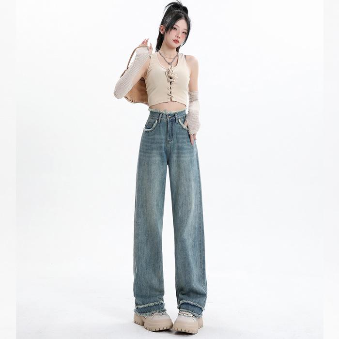 

Женские розовые джинсы Spotlight Moment Wide-Leg High-Waist, дизайн Raw Edge, коллекция Осень/Зима S