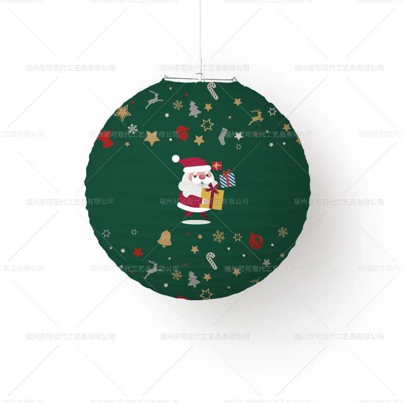 Hanging Lantern Paper Ball Christmas Festival Decoration Accessories Santa Xmas Gift Craft Decor Christmas Tree