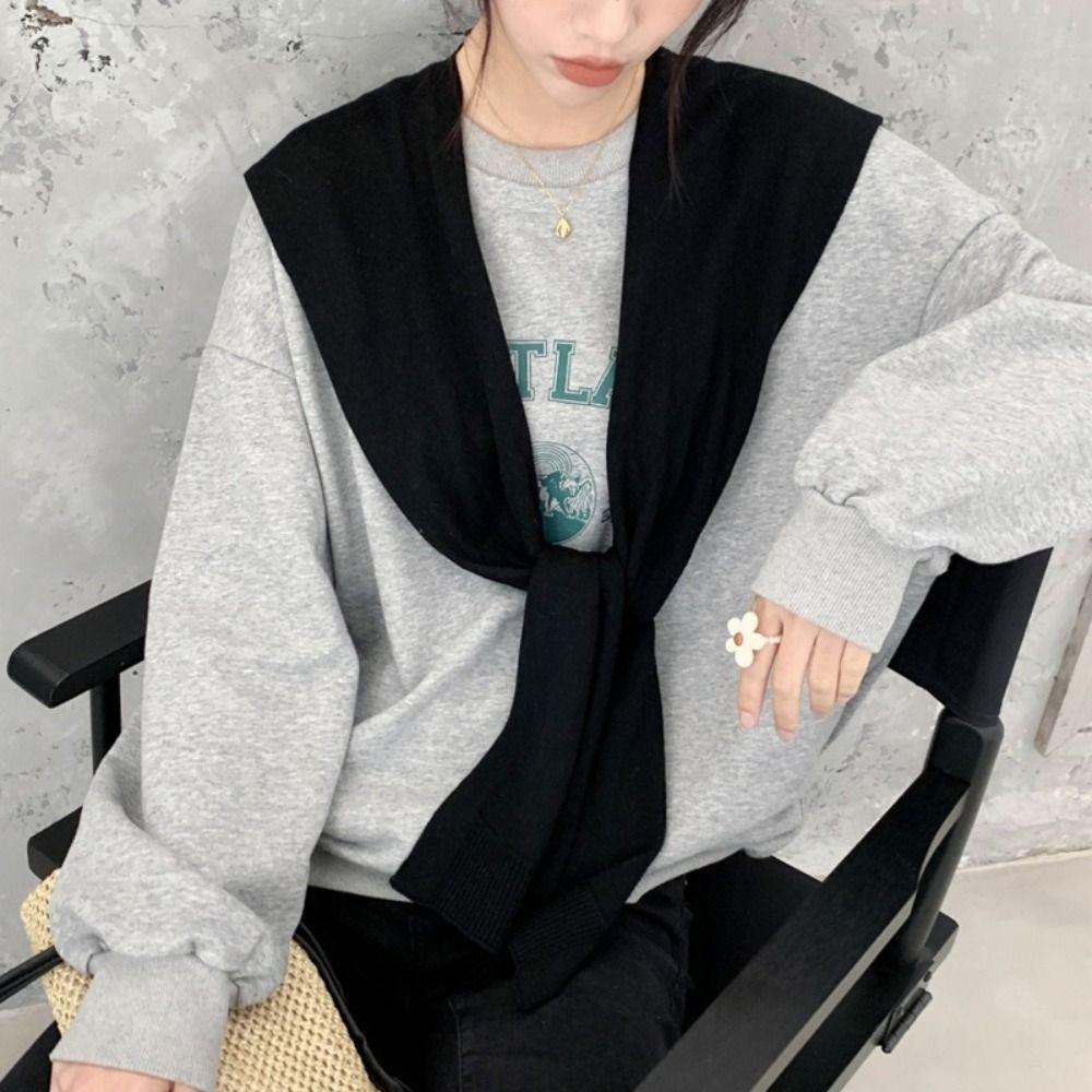 Cape Knitted Shawl Solid Color Wool Scarves Elegant Knit Scarf  Female