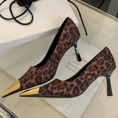 Street Style Splicing Metal Pointed Toe Mule Women Pumps Fashion Thin High Heels Banquet Party Ladies Shoes