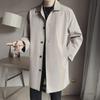 Beige Men's Mid-Length Windbreaker: Spring/Autumn, Large Size, Business Casual, Versatile Lapel, Loose Fit for Middle-Aged and Elderly.