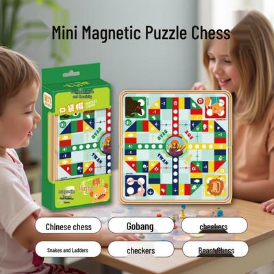Magnetic Cartoon Chess & Checkers Set - Includes Chinese Checkers & Gomoku for Educational Parent-Child Interactive Play