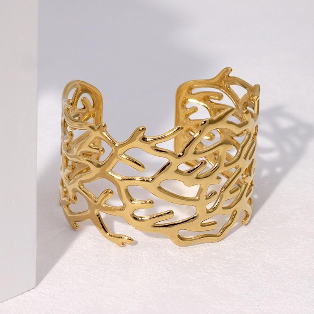 Armlet Metal Opening Bangle Exaggerated Women's Wrist Jewelry Coral Design Bracelet Party