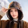 Autumn and Winter Retro Color Combination Plus Velvet Lei Feng Hat Japanese Windproof Warm Hat Women Outdoor Riding Casual Ear Protection Hat
