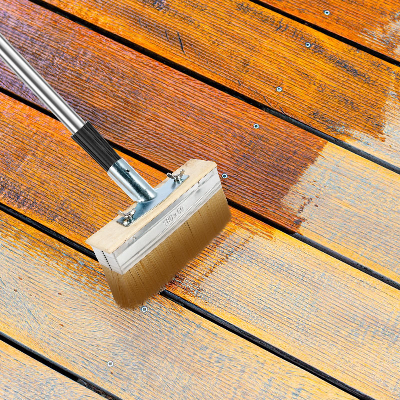 Pennello per impregnante per decking con manico lungo Pennello per vernice per decking Set di pennelli per pittura per Deck in legno, Muratura, Recinz