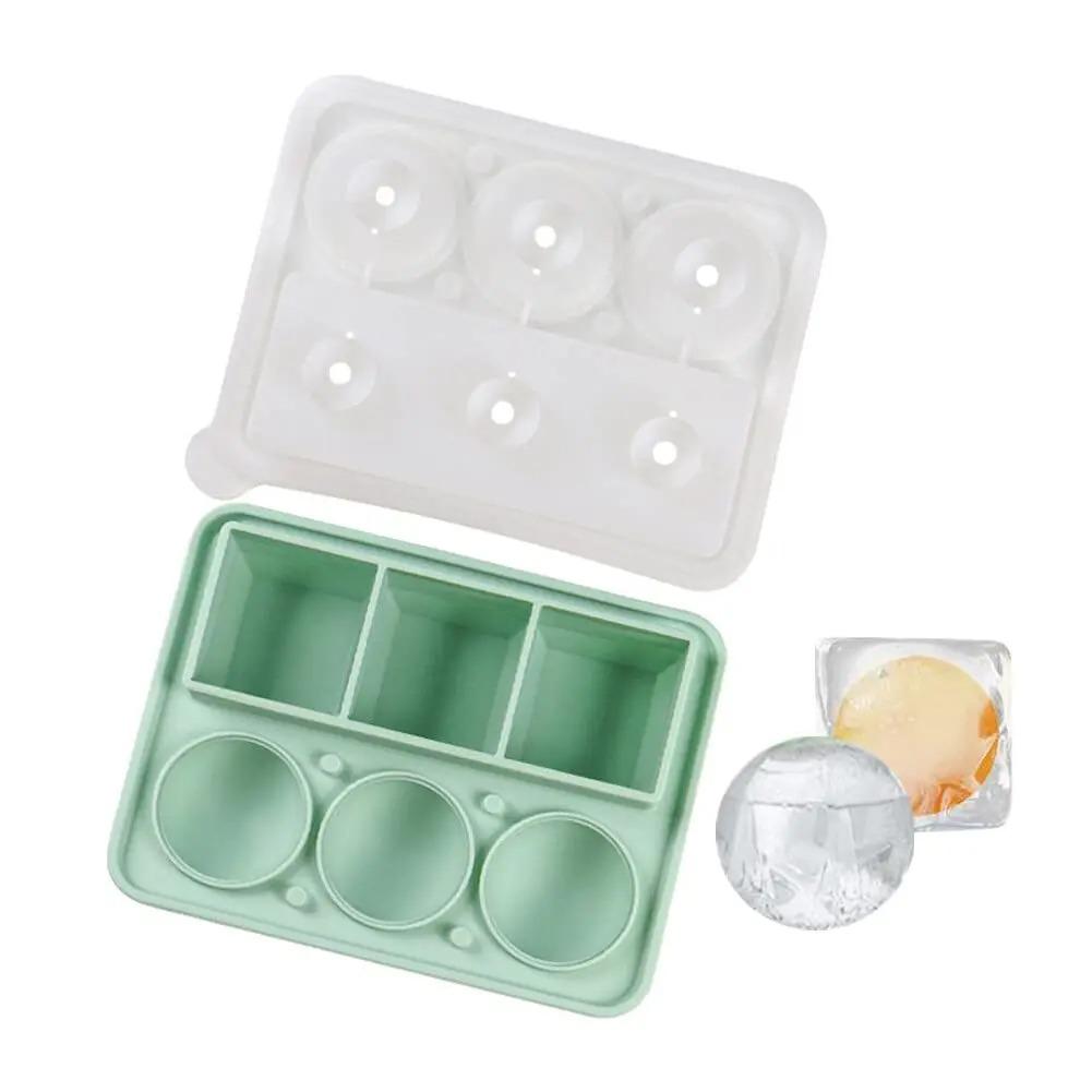 

6Grids Silicone Ice Cube Mold 2 Kinds Ice Blocks Maker For DIY Whiskey Cocktail Wine Drinks Home Bar Kitchen Accessorices светло-зеленый
