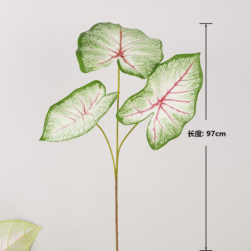 Simulation green plant 3 fork color taro leaves 3D printing color taro home garden decoration plant wall flower material high simulation