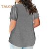 Women T-shirt V-Neck Short Sleeve Tops with Chest Pockets Solid Color Casual Loose Fit Tee Shirt Daily Wear