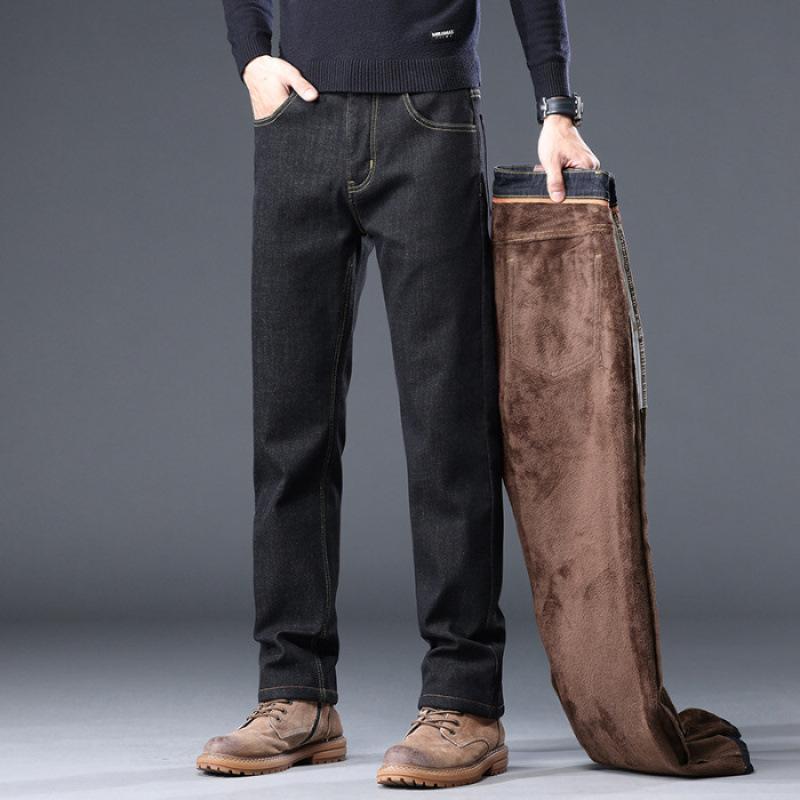 

JYL Jeans men s spring and autumn thick width straight autumn washing machine middle-aged dad plus size 42 чорний