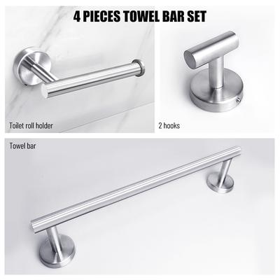 Juego de accesorios de baño de 4 piezas, toallero, ganchos para bata, soporte de papel higiénico, acero inoxidable 304