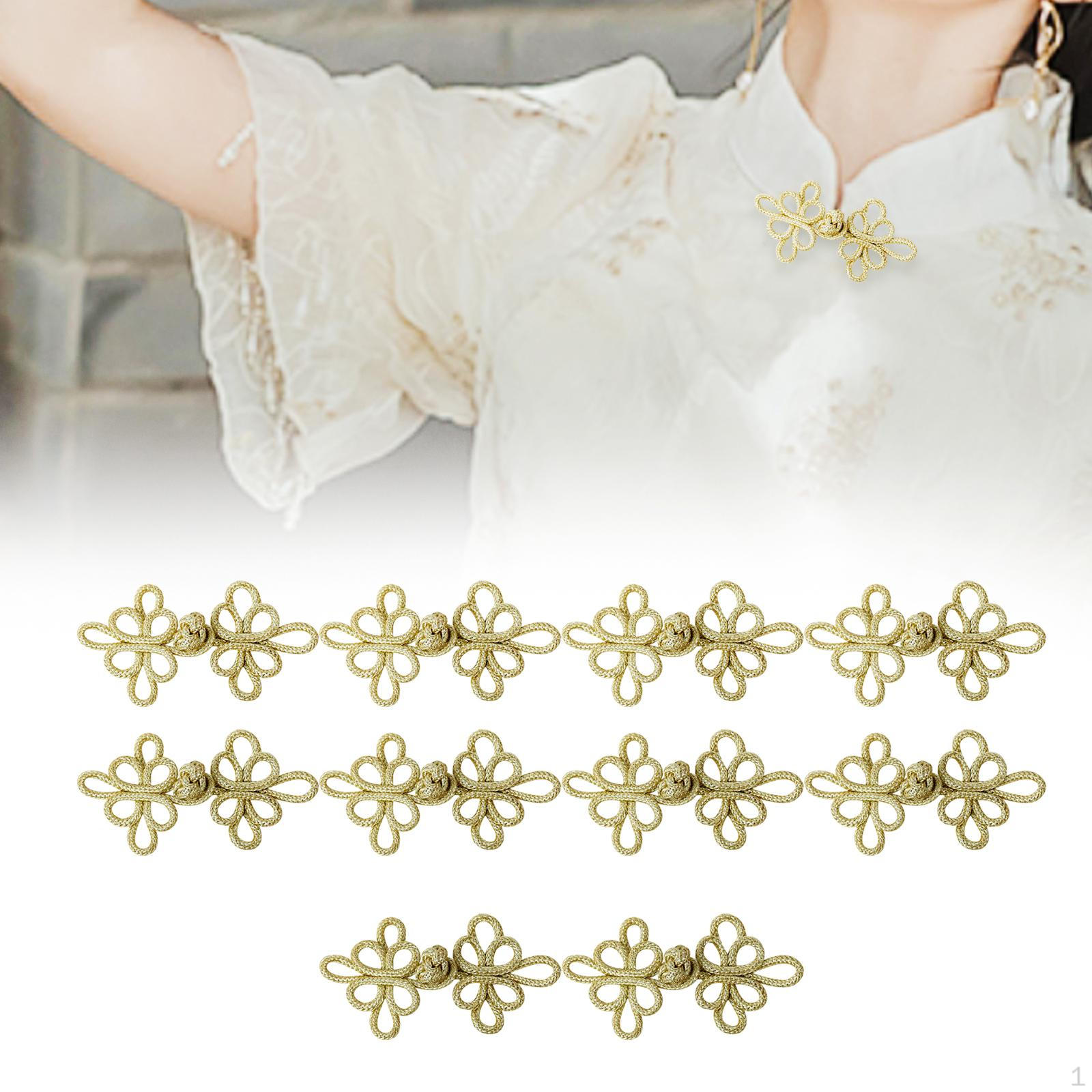 

10 штук китайских узелков, пуговицы-лягушки, швейные застежки, аксессуары, винтажный дизайн, декоративные золотой