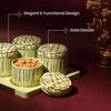 Tray Set - 4 Pieces (450Ml), Lime Green Polypropylene with Luxurious Gold Foil Embellishments Perfect for Diwali Gifting, Premium Food Storage
