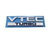 3D ABS Red Chrome Black Logo VTEC TURBO Logo Car Trunk Sticker Badge Car Accessories(Chrome-blue)