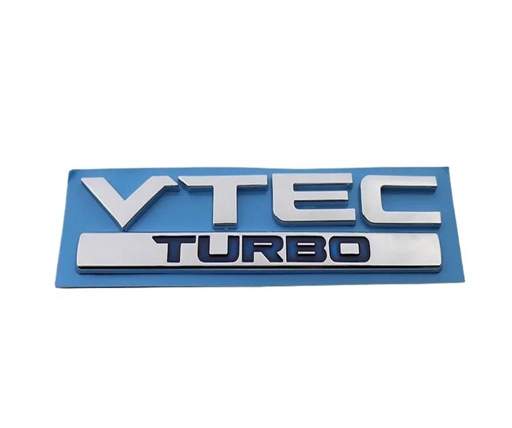 3D ABS Red Chrome Black Logo VTEC TURBO Logo Car Trunk Sticker Badge Car Accessories(Chrome-blue)