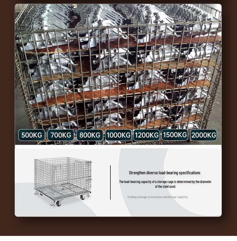 Movable Foldable Metal Storage Cage for Warehouse and Workshop Logistics