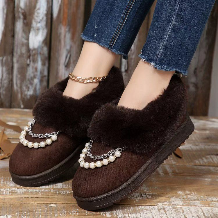 Versatile height-increasing fluffy warm cotton shoes winter ins thick-soled velvet cold-proof lightweight snow boots