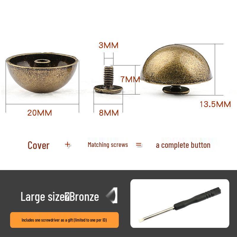 Mushroom Head Decorative Screws and Rivets for DIY Leather Goods and Bags