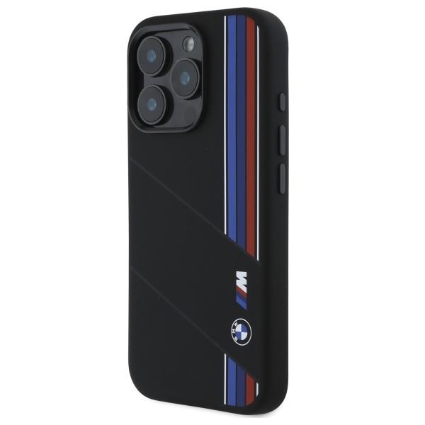 Bmw Bmhmp16L23Scuk Iphone 16 Pro 6.3    Czarny/Black Hardcase Silicone Cut Tricolor Lines Magsafe