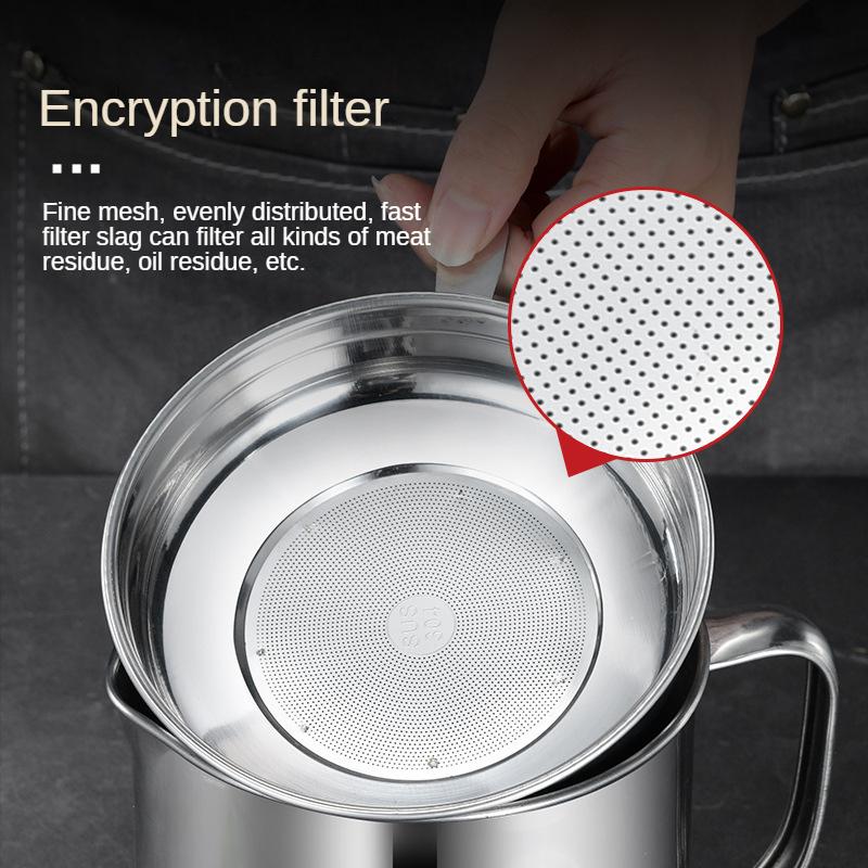 Nerezová ocel 1,8L 304 Filtr na olej Nádoba na filtr na slaninu Zásobník na vodu Velkokapacitní skladování Kuchyňské varné nástroje