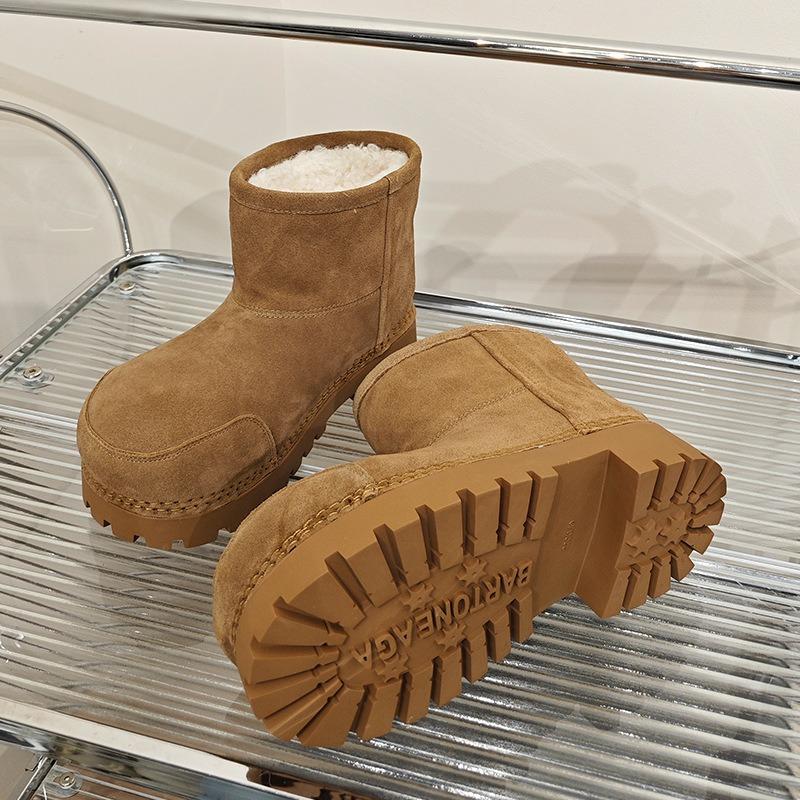 

Зимние ботинки на толстой подошве из кожи с теплой подкладкой из утолщенного хлопка 39 верблюд