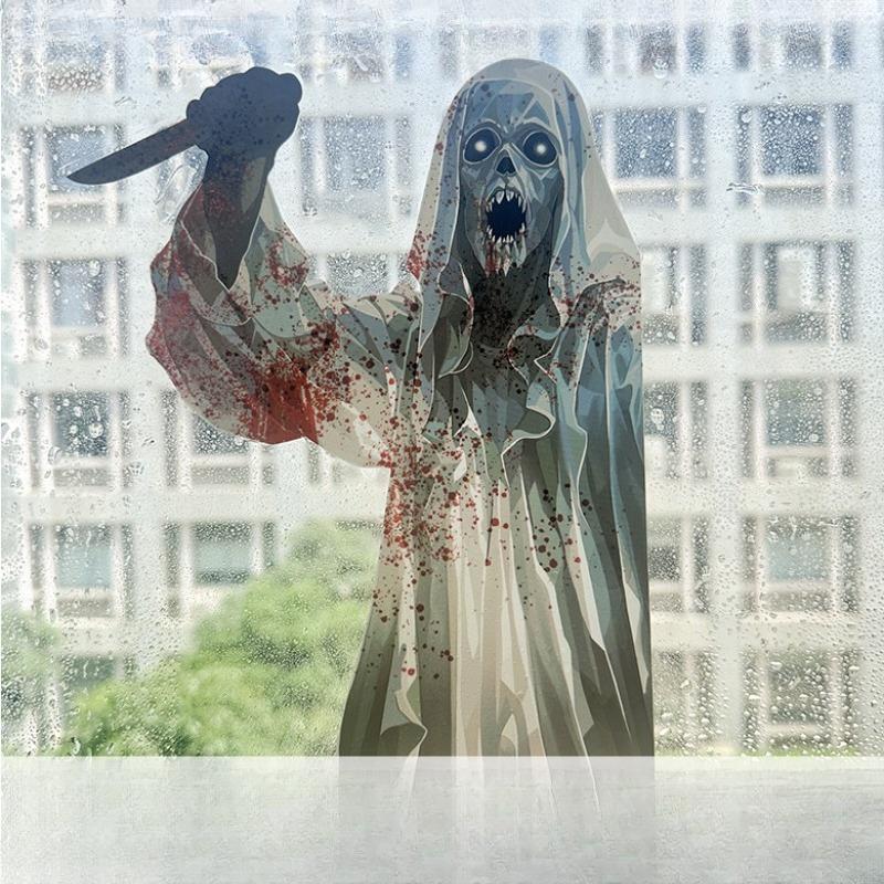 Halloween Window Clings Bloody Handprint Footprint Halloween Wall Decal Floor Clings Scary Halloween Decoration Window Stickers