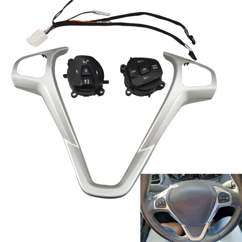 Powerful Cruise Switch Button Blue LED With Steering Wheel Trim Frame Harness For Ford Fiesta MK7 MK8 Escort Ecosport 13-15 Cars
