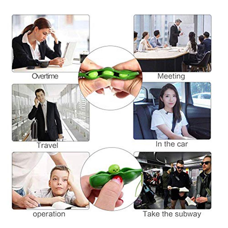Stress-Relieving Edamame Toy Squeeze Pea Keychain Cute Stress-Relieving Toy Keychain
