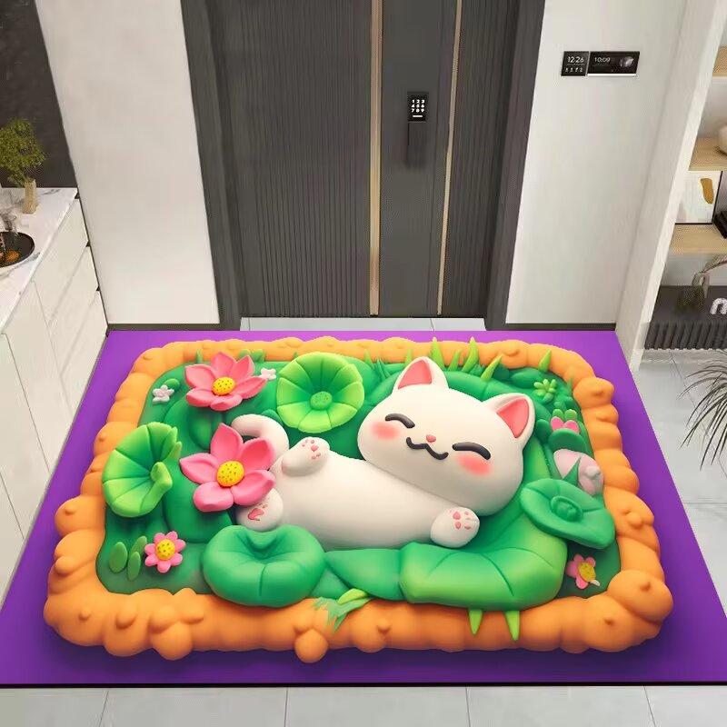 3D Cartoon Schattige Kat Vloerkleed Tapijt voor Woonkamer Kinderkamer Mat Sofa Deurmat Vloerkleed Woondecoratie Antislip Zachte Mat Cadeau