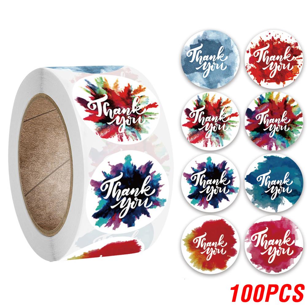 100-500 stk Takkeklistremerker Søte Rosa Gull Etiketter for Småbedrifter eller Bryllupsgave Dekor Klistremerke Kontorrekvisita