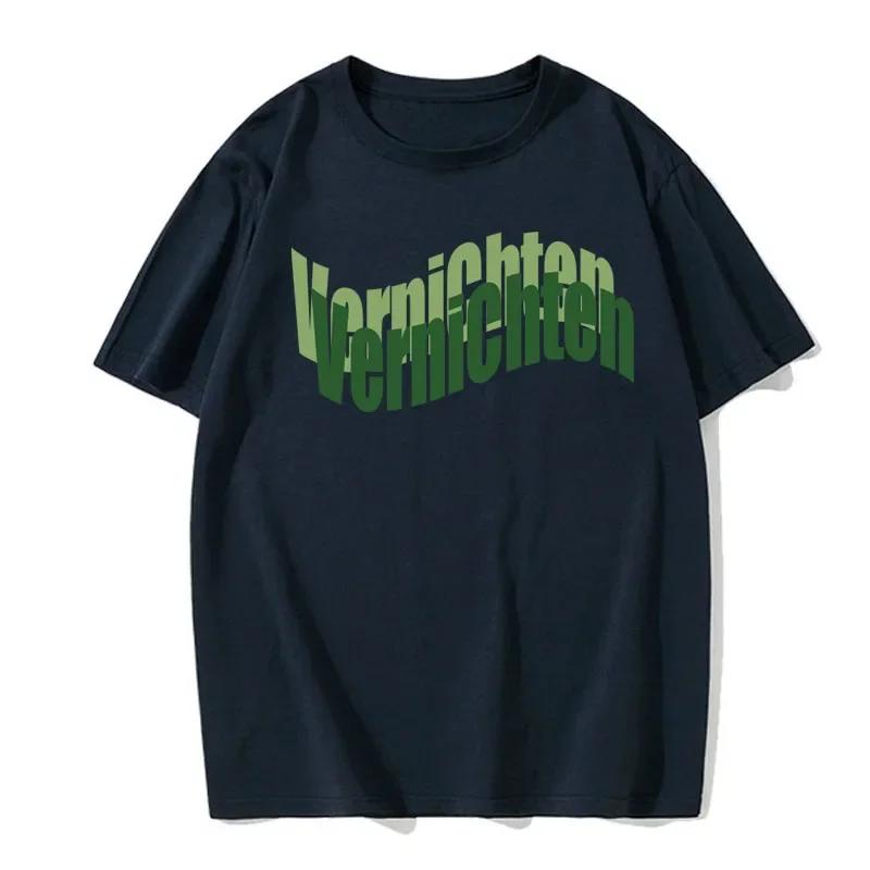 Men's Summer Versatile Solid Color Letter Print T-Shirt Fashionable Casual Street Style Round Neck Comfortable Summer Top