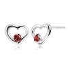Petite Open Heart Pt900 January [Lala Christie] Women's Earrings, Platinum, Birthstone, Garnet, Le102-0002-pt-01