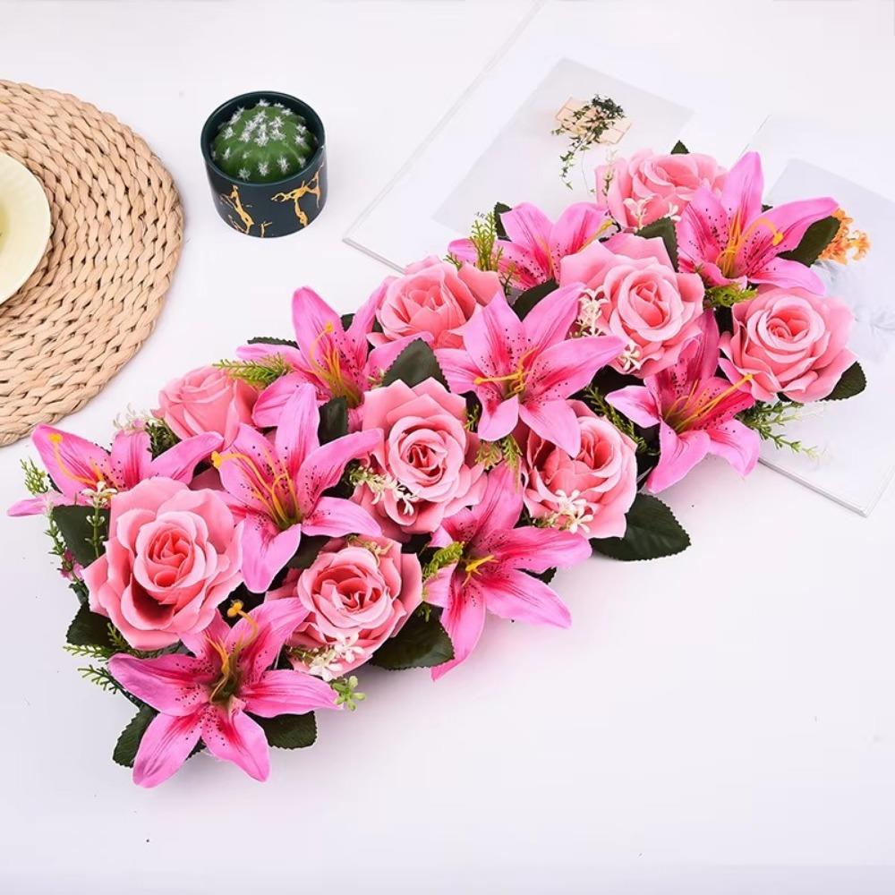 Rose&lily Fake Flowers Silk Wall Wedding Flower Fashion Simulated Flower  Party Stage Supplies