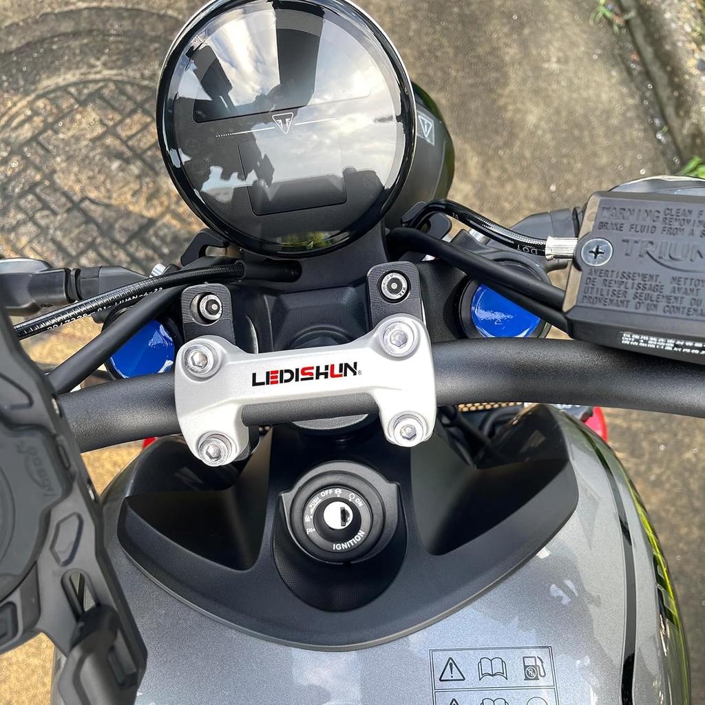 Motorcycle Handlebar Setback Spacers for Triumph Trident 660, 20mm Rear Offset, 28mm Height Increase (Black)