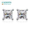 KNOBSPIN D Princess Cut Moissanite Earring S925 Sliver Plated with White Gold Earrings for Women Fine Jewelry