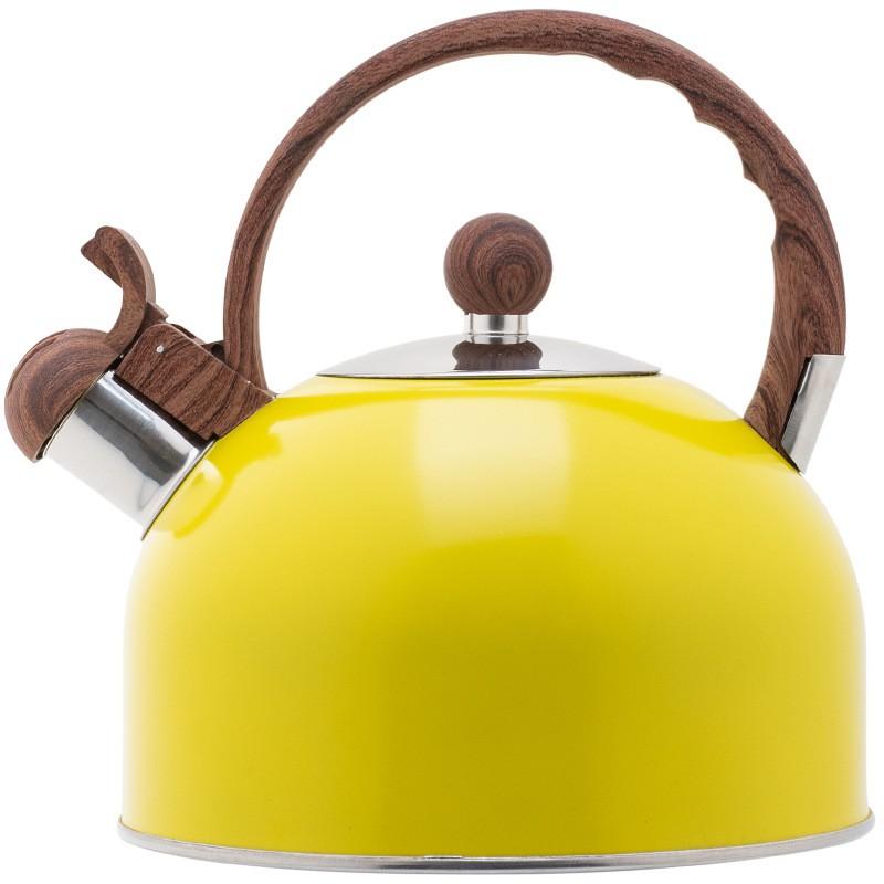 2.5L Stainless Steel Whistling Kettle With Wooden Handle Kitchen Hotel Home Use
