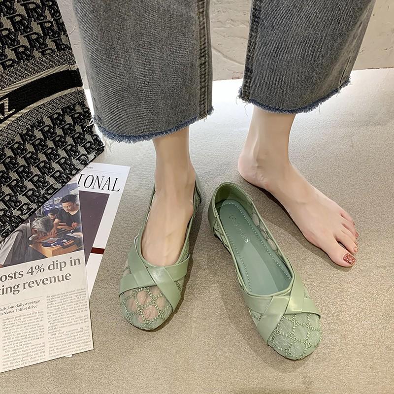 Fashion Design Hollow Out Women's Shoes 2024 Spring New Simple Round Head Low Heel Mesh Breathable Everyday Versatile Flat Shoes