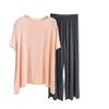 Women's Loose Casual Round Neck Short Sleeved T-shirt Long Pants Set Solid Color Pajamas