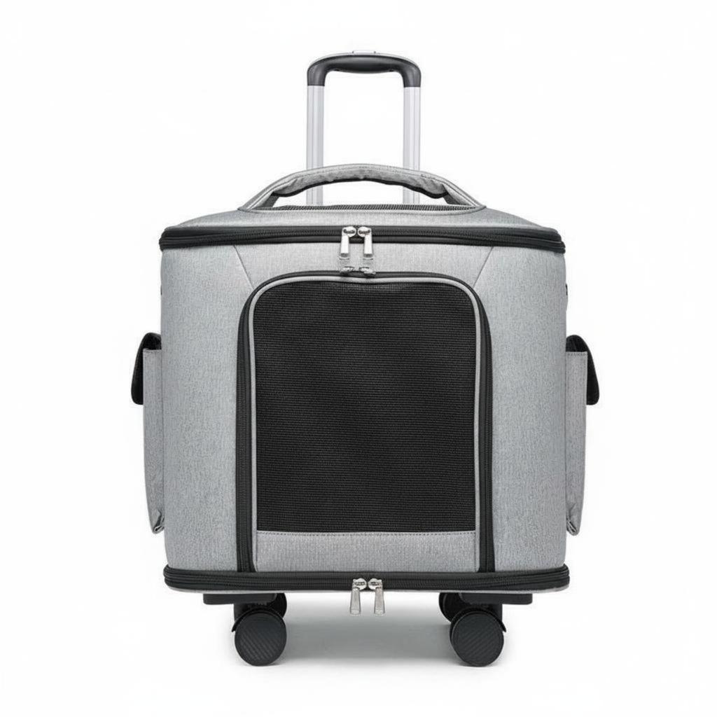Portable Pet Carrier Quiet Wheels Cat Suitcase Large Capacity Travel