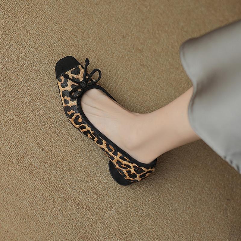 Fashion NEW Spring/Autumn Women Pumps Square Toe Chunky Heel Shoes Horsehair Shoes for Women Elegant Bow-knot Slip-on Soft Shallow Shoes