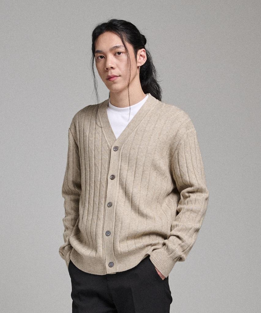 ANALOG MOOD Like Semi Hachi Cardigan Knit (Oatmeal)