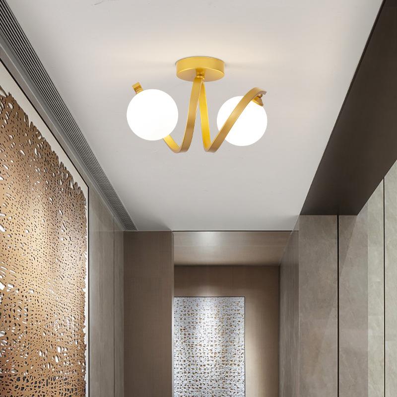 Modern Glass Ceiling Lights Minimalist Black Gold Ceiling lamp Indoor Lighting Hallway Aisle Balcony Entryway Cloakroom Fixtures