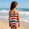 Girls One Piece Swimsuit Independence Day Pattern Round Neck Sleeveless Swimwear Suitable for Summer Beach Pool Activities