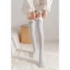 Women's Cute Coral Fleece Thigh High Socks Fuzzy Over The Knee Socks Striped Long Leg Warmers Winter Warm Slipper Socks